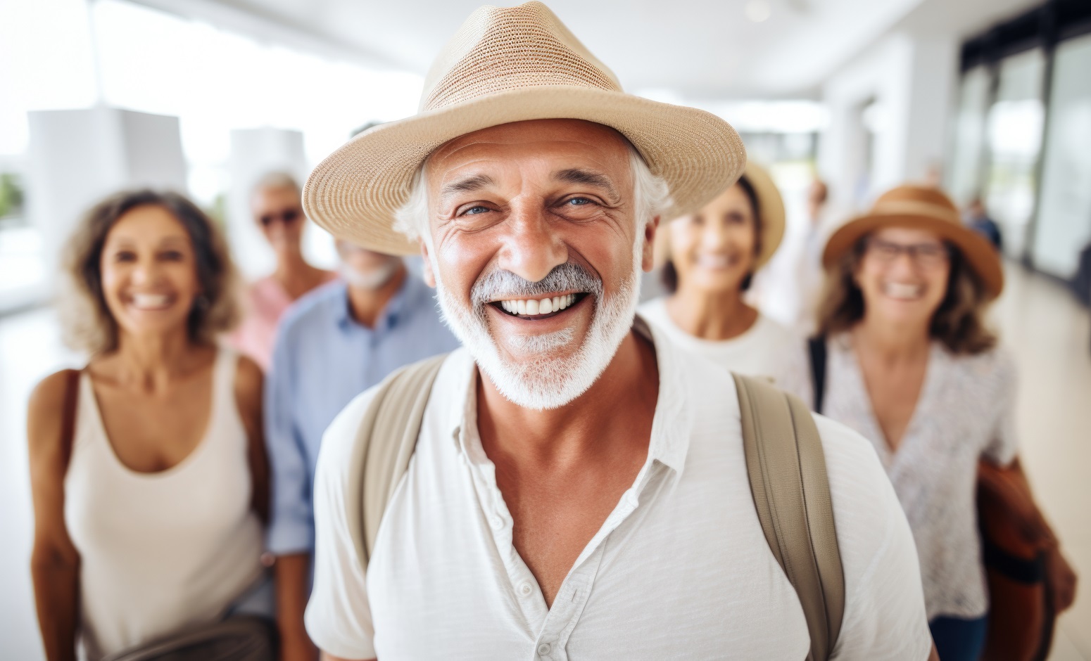 grupo de amigos viajeros mayores 55 años